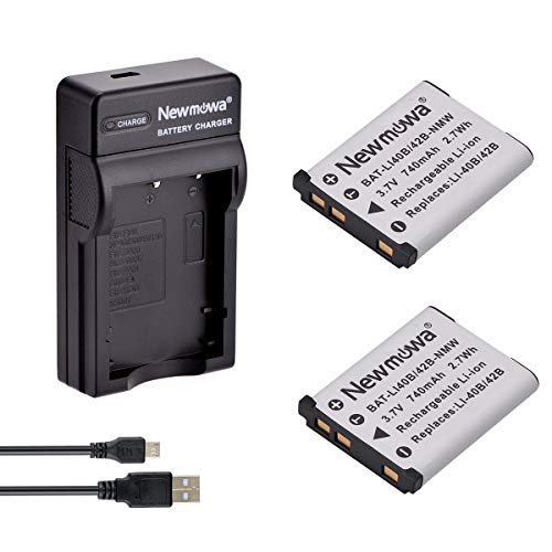 Newmowa® Li-42B Ersatz Akku (2er Pack) und tragbar USB-Ladegerät-Set für Olympus Li-42B, Li-40B and Olympus Stylus 1040, 1050W, 1060, 1070, 1200, 7000, 7010, 7020, 7030, 7040 von Newmowa