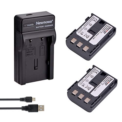 Newmowa® NB-2L Ersatz Akku (2er Pack) und tragbar USB-Ladegerät-Set für Canon NB-2L, NB-2LH, HF R10, HF R11, PowerShot G7, G9, S30, S40, S45, S50, S60, S70, S80, EOS 350D von Newmowa