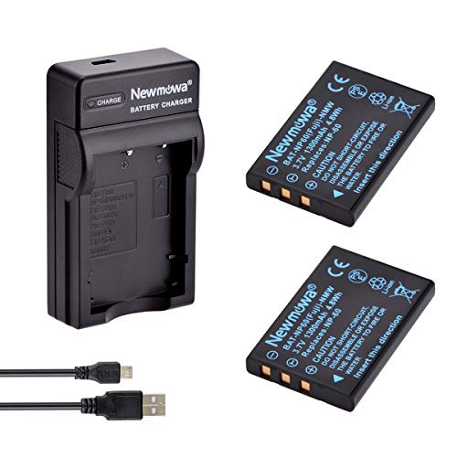 Newmowa® NP-60 Ersatz Akku (2er Pack) und tragbar USB-Ladegerät-Set für Fujifilm FinePix 50i, 601, F401, F410, F601, M603 von Newmowa