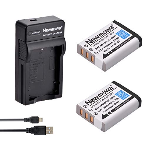 Newmowa® NP-95 Ersatz Akku (2er Pack) und tragbar USB-Ladegerät-Set für Fujifilm FinePix F30, FinePix F31fd, FinePix Real 3D W1, FinePix X100, FinePix X30, FinePix X100T, FinePix X100LE von Newmowa