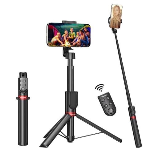 Newmowa 51“ Selfie Stick Stativ, ausziehbarer Telefonstativ mit Abnehmbarer Fernbedienung für iPhone Video Fotoaufnahmen/Zoom/Objektivwechsel, kompatibel mit iPhone 11 und höher (iOS 15 höher) von Newmowa