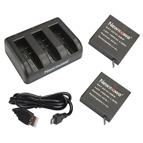 Newmowa Ersatz Akku AZ16-1 (2er Pack) und tragbar USB Ladegerät Kit für Xiaomi Yi AZ16-1 AZ16-2 und Xiaomi Yi 4K,4K+,Xiaomi yi lite Kamera(Nicht für Discovery-Version) von Newmowa