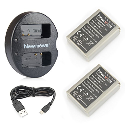 Newmowa Ersatz Akku BLN-1 (2er Pack) und Tragbar Micro USB Ladegerät Kit für Olympus BLN-1, BCN-1 und Olympus OM-D E-M1, OM-D E-M5, Pen E-P5,OM-D E-M5 II von Newmowa