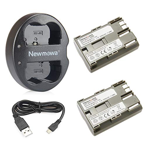 Newmowa Ersatz Akku BP-511 (2er Pack) und Tragbar USB Ladegerät Kit für Canon BP-511 BP-511A Canon EOS 5D 10D 20D 30D 40D 50D Rebel 1D D60 300D D30 Kiss Powershot G5 Pro 1 G2 G3 G6 G1 Pro90 von Newmowa