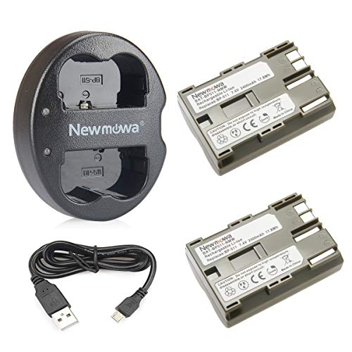 Newmowa Ersatz Akku BP-511 (2er Pack) und Tragbar Micro USB Ladegerät Kit für Canon BP-511 BP-511A Canon EOS 5D 10D 20D 30D 40D 50D Rebel 1D D60 300D D30 Kiss Powershot G5 Pro 1 G2 G3 G6 G1 Pro90 von Newmowa