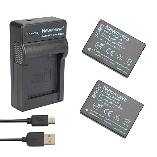 Newmowa Ersatz Akku DMW-BCG10(2er Pack) und tragbar Micro USB Ladegerät Kit für Panasonic DMW-BCG10, DMW-BCG10E, DMW-BCG10PP und Panasonic Lumix DMC-3D1, DMC-TZ6, DMC-TZ7 von Newmowa