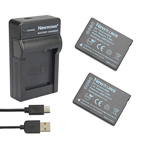 Newmowa Ersatz Akku DMW-BCG10(2er Pack) und tragbar USB Ladegerät Kit für Panasonic DMW-BCG10, DMW-BCG10E, DMW-BCG10PP und Panasonic Lumix DMC-3D1, DMC-TZ6, DMC-TZ7 von Newmowa