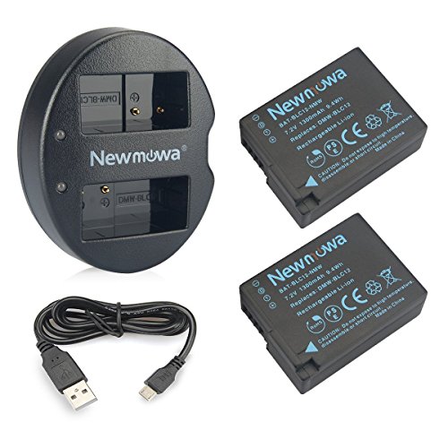 Newmowa Ersatz Akku DMW-BLC12 (2er Pack) und Tragbar Micro USB Ladegerät Kit für Panasonic DMW-BLC12, BP-DC12 und Panasonic DMC-G5 DMC-G6 DMC-G7 DMC-GH2 DMC-FZ200 DMC-FZ1000 DMC-FZ2500 von Newmowa