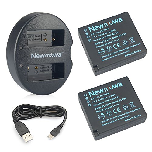 Newmowa Ersatz Akku DMW-BLE9/BLG10 (2er Pack) und Tragbar Micro USB Ladegerät Kit für DMW-BLE9, DMW-BLE9E, DMW-BLG10 und Panasonic Lumix DMC-GF3 DMC-GF5 DMC-GF6 DMC-GX7 DMC-LX100 DC-GX9 DC-LX100 II von Newmowa