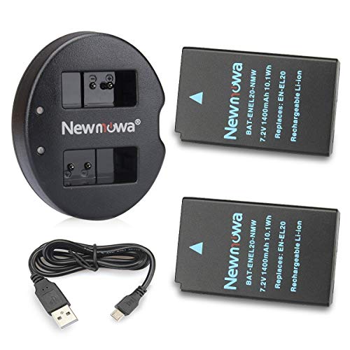 Newmowa Ersatz Akku EN-EL20 (2er Pack) und tragbar USB Ladegerät Kit für Nikon EN-EL20, Nikon EN-EL20a, Nikon 1 J1, Nikon 1 J2, Nikon 1 J3, Nikon 1 S1, Nikon 1 V3, Nikon Coolpix A, Nikon 1 AW1 von Newmowa