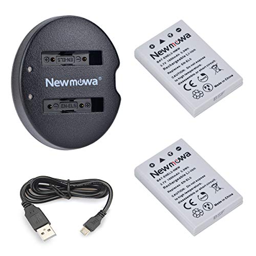 Newmowa Ersatz Akku EN-EL5 (2er Pack) und Tragbar Micro USB Ladegerät Kit für Nikon Coolpix P530, P520, P510, P100, P500, P5100, P5000, P6000, P90, P80 von Newmowa