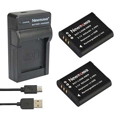Newmowa Ersatz Akku LI-50B (2er Pack) und tragbar USB Ladegerät Kit für Olympus LI-50B und Olympus SZ-10 SZ-12 SZ-15 SZ-16 iHS Sz-20 SZ-30MR SZ31MR iHS TG-610 TG-630 von Newmowa