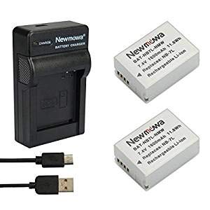 Newmowa Ersatz Akku NB-7L (2er Pack) und Tragbar USB Ladegerät Kit für Canon NB-7L Powershot SX30 is G12 G11 G10 CB-2LZ von Newmowa