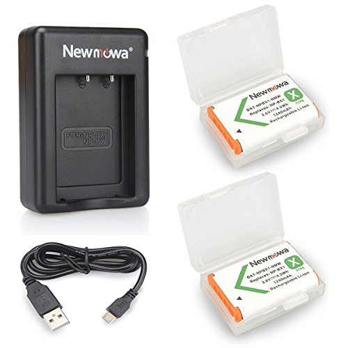 Newmowa Ersatz Akku NP-BX1 (2er Pack) und tragbar Micro USB Ladegerät Kit für Sony NP-BX1/M8 and Sony DSC-RX100,DSC-RX100 II,DSC-RX100M II,DSC-RX100 III,DSC-RX100 IV,DSC-RX100 V,DSC-RX100 VII von Newmowa