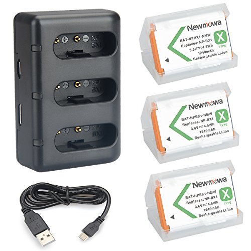 Newmowa Ersatz Akku NP-BX1 (3er Pack) und tragbar USB Ladegerät Kit für Sony NP-BX1 / M8 und Sony DSC-RX100, DSC-RX100 II, DSC-RX100M II, DSC-RX100 III von Newmowa