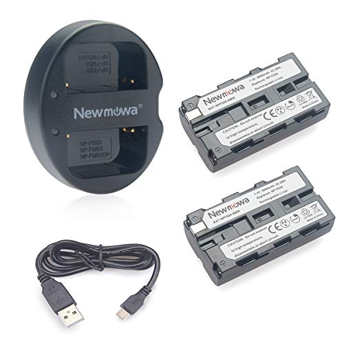 Newmowa Ersatz Akku NP-F550 (2er Pack) und Tragbar USB Ladegerät Kit für Sony NP-F530 NP-F550 NP-F570 CCD-SC55 TR516 TR716 TR818 TR910 TR917 von Newmowa