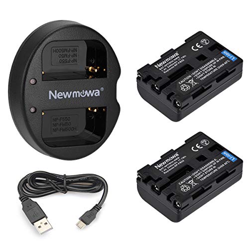 Newmowa Ersatz Akku NP-FM50 (2er Pack) und Tragbar Micro USB Ladegerät Kit für NP-FM50 DSC-R1 DSC-F828 DSC-F717 DSC-F707 MVC-CD250 HDR-HC1 DCR-DVD301 DCR-DVD101 von Newmowa