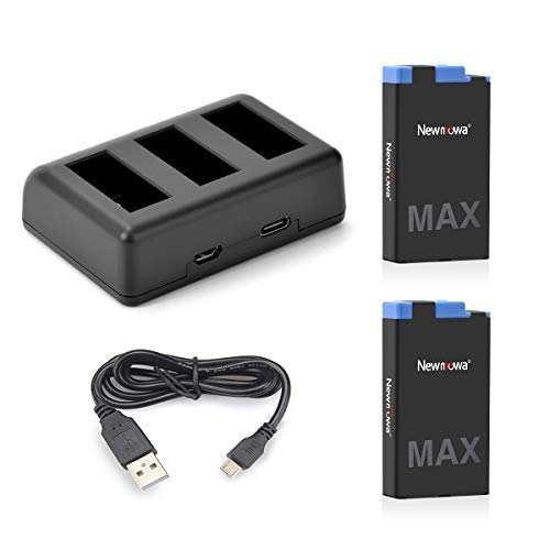 Newmowa Ersatz akku (2-Pack) und 3-Kanal tragbar USB Ladegerät für MAX von Newmowa