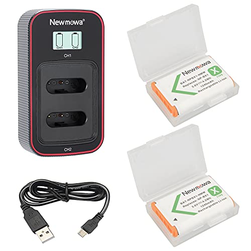 Newmowa NP-BX1 Ersatzakku (2er-Pack) und Smart LCD Display Dual USB-Ladegerät für Sony NP-BX1/M8 und Sony DSC-RX100,RX100 II,RX100M II,DSC-RX100 III,DSC-RX100 IV,DSC-RX100 V/VII,ZV-1 von Newmowa