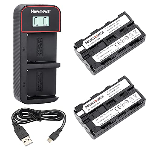 Newmowa NP-F550 Ersatzakku (2er-Pack) und Smart LCD Display Dual USB-Ladegerät für Sony NP-F550 und Sony CCD-SC55 TR516 TR716 TR818 TR910 TR917 von Newmowa