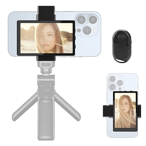 Newmowa Vlog Selfie Telefonmonitorbildschirm mit magnetischer Telefonhalterung, Telefon Rückkamera Selfie Zubehör für Selfie, Vlog, TikTok, kompatibel mit iPhone (kabellose Fernbedienung für iPhone) von Newmowa
