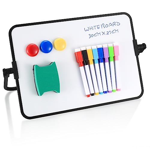 Whiteboard Magnetwand, kleine doppelseitige Whiteboard Trocken abwischbare, A4-Format Magnettafel Magnetwand, mit trocken abwischbaren Stiften, Radiergummi, Magneten, 30 x 21 cm von Newoutset