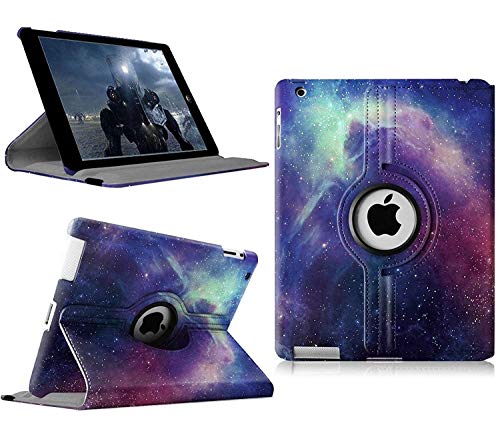 Schutzhülle für iPad 2 / 3 / 4, 360 Grad drehbarer Ständer, Smart Case Schutzhülle mit automatischer Wake-up-/Sleep-Funktion für Apple iPad 4, iPad 3 und iPad 2 (Galaxy) von Newraturner