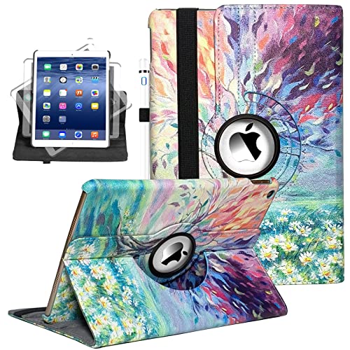 iPad Air (3. Generation) 10,5 Zoll 2019 / iPad Pro 10,5 Zoll 2017 Hülle, 360 Grad drehbarer Ständer, Smart Case Schutzhülle mit automatischer Wake-Up/Sleep-Funktion Abdeckung für (bunter Glücksbaum) ) von Newraturner