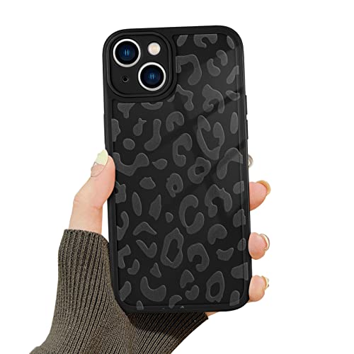 Newseego Handhülle für iPhone 14 Hülle (6.1 Zoll), Stilvolle Leopard Muster Weiche Silikon iPhone 14 Hülle für Mädchen Frauen Ultra Slim Flexible Stoßfeste Kamera Schutzhülle für iPhone 14-Schwarz von Newseego