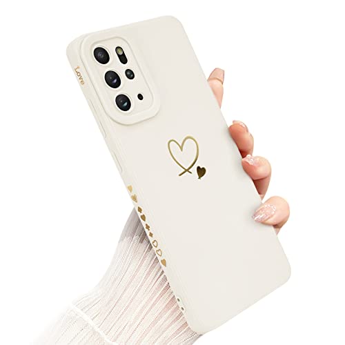 Newseego Handyhülle für Samsung Galaxy S20 Plus 5G Hülle für Frauen Mädchen, Gold Herz Muster Weich Flüssigsilikon S20 + Hülle Niedlich Herz Rand Kamera Schutzhülle für Samsung Galaxy S20 Plus-Weiß von Newseego