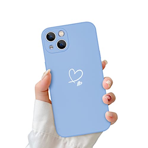 Newseego Hülle Kompatibel mit iPhone 13, Stilvolle süße Liebes Herzform Hülle iPhone 13 Flexible Flüssigsilikon-Schutzhülle mit All-Inclusive-Linse Stoßfeste Weichgummihülle für das iPhone 13-Blau. von Newseego