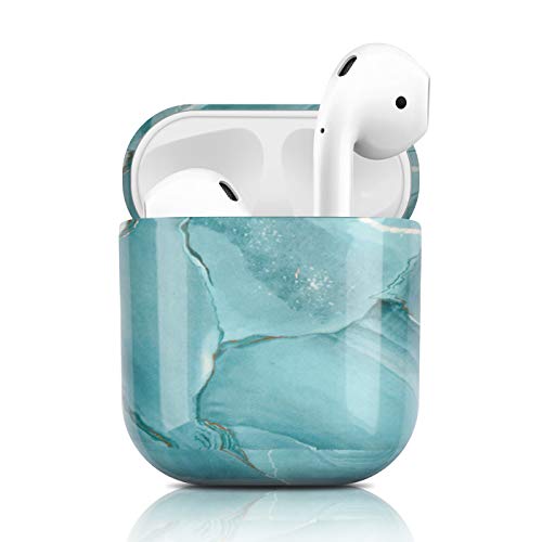 Newseego Kompatibel mit AirPods Hülle, Ultradünnes Marmor Case Vollschutz Hülle Marmor Muster Airpods Tragbare Hülle für AirPods Earpods Ohrhörer-Ladetasche - Grün von Newseego