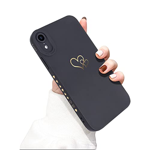 Newseego Kompatibel mit iPhone XR Hülle, Gold Love Heart Pattern Weiches Flüssiges Silikon iPhone XR Hülle für Frauen Mädchen Süße Herzen Seitenrahmen Schutzhülle für iPhone XR-Schwarz Newseego Kompatibel mit iPhone XR Hülle, Gold Love Heart Pattern Weiches Flüssiges Silikon iPhone XR Hülle für Frauen Mädchen Süße Herzen Seitenrahmen Schutzhülle für iPhone XR-Schwarz von Newseego