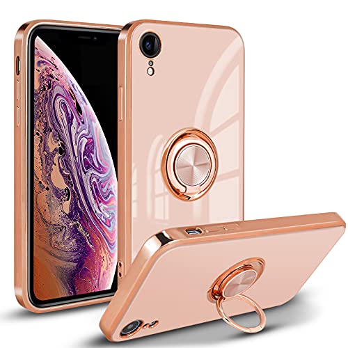 Newseego Kompatibel mit iPhone XR Hülle,Glänzend Weiche Silikon TPU Slim Case mit 360 Grad Ring Ständer Bumper Stoßfest Schutzhülle Fingerhalter Magnetische Autohalterung Hülle für iPhone XR(6,1 Zoll) von Newseego