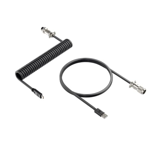 NEWSKILL Flexibles Spiralkabel, schwarz, leicht und kompakt, USB C für Gaming-Tastatur, Typ C auf USB A, mit abnehmbarem Metallstecker von Nfortec