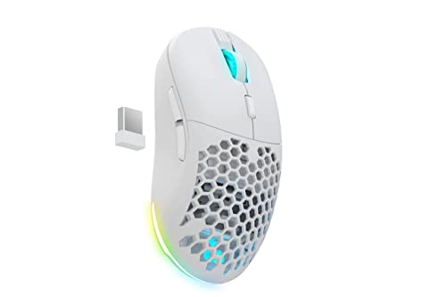 Newskill Arakne Elite Ivory RGB-Maus, kabellos, 16.000 DPI, mit Beidhänger-Design, Weiß von Newskill