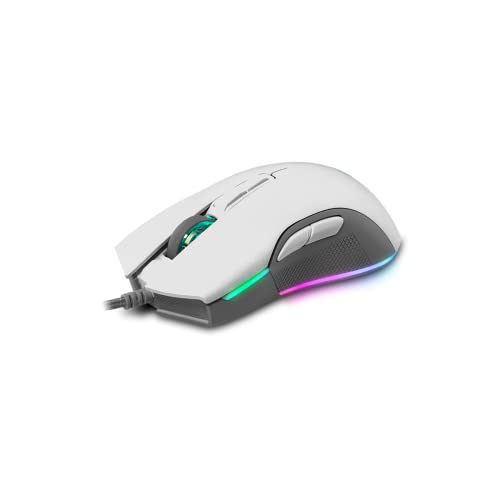 Newskill Eos Ivory Professionelle Gaming-Maus mit RGB-Beleuchtung, 16000 dpi und optischem Sensor Pixart PMW 3360, Weiß von Newskill