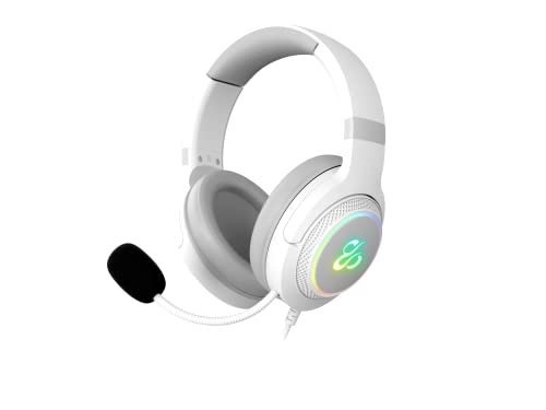 Newskill Sobek Ivory Gaming Headset 3.5mm Kabel, Verstelbare Omni-directionele Microfoon, RGB Verlichting, Etherisch Geluid, PC/PS4/PS5/Mac/XBOX/Android Compatibel, Wit von Newskill