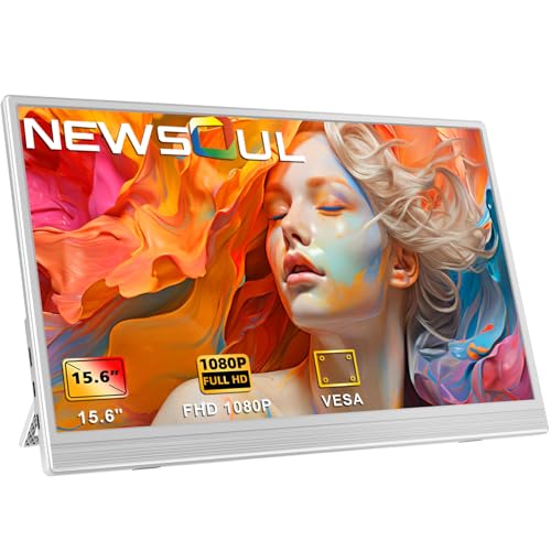 Newsoul Portable Monitor 15,6 Zoll 1920×1080 FHD,Tragbarer Monitor für Laptop, HDR IPS-Display mit Type-C HDMI, Anschluß Eingebaute Lautsprecher Zweitbildschirm für PC, /Mac/PS5/Xbox-White Newsoul Portable Monitor 15,6 Zoll 1920×1080 FHD,Tragbarer Monitor für Laptop, HDR IPS-Display mit Type-C HDMI, Anschluß Eingebaute Lautsprecher Zweitbildschirm für PC, /Mac/PS5/Xbox-White von Newsoul