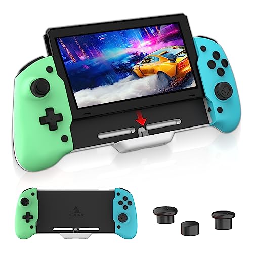 NexiGo Controller für den Handheld Modus, ergonomischer Controller für Nintendo Switch mit 6-Achsen-Gyro, Dual-Motor-Vibration, kompatibel mit Allen Spielen der Switch, Nicht für OLED, Island Village von NexiGo