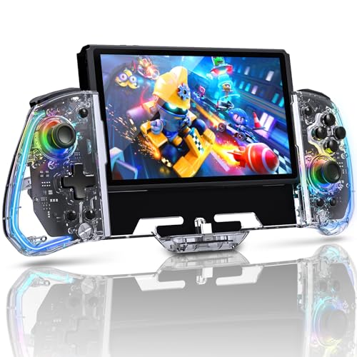 NexiGo Gripcon, (Gen 2), Keine Deadzone, Enhanced Switch/Switch OLED Controller für Handheld-Modus, Ergonomisches Design mit 6-Achsen-Gyro, Back-Button-Mapping, Vibration, Crystal von NexiGo