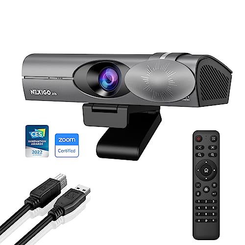 NexiGo Iris, 4K KI Webcam mit 1/1,8" Sony_Sensor, Onboard Flash Speicher, HDR, Pip, DSLR-Style Steuerung, Auto Framing/Tracking mit Flexiblem FOV, Noise-Cancelling Mics, für Zoom/Teams/OBS und Mehr von NexiGo