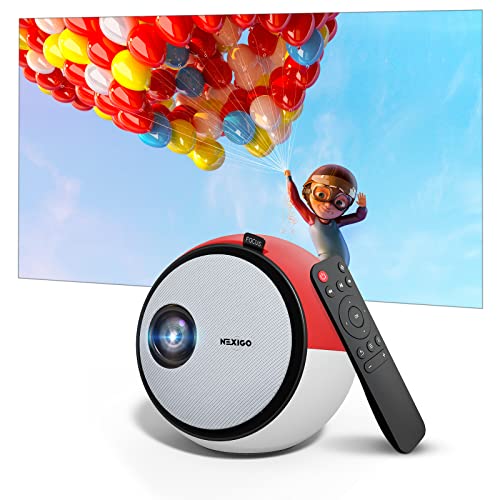 NexiGo PJ06 Mini Beamer, [80 ANSI – über 3000 Lux], bis zu 118-Inch Beamer, Filmprojektor, Kompatibel mit Full HD 1080P HDMI, USB, Laptop (Rot) von NexiGo