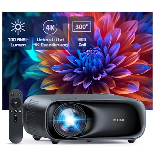 NexiGo PJ40 (Gen 3) Beamer mit WiFi und Bluetooth, kalibriert nach D65, nativem 1080P, 4K unterstützt, Projektor für Outdoor-Filme, 20W-Lautsprechern, Heimkino, kompatibel mit TV-Stick, iOS, Android von NexiGo