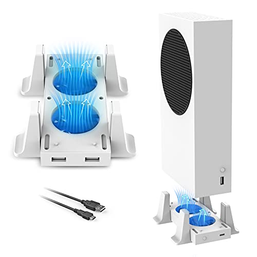 NexiGo Vertical Stand with Cooling Fans for Xbox Series S Console, 3 Levels Adjustable Fans Rotate Speed with Type-C Power Input, USB Charging and Data Transmission Ports, White von NexiGo