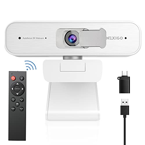 Zoom Zertifizierte, NexiGo N940P 2K Webcam mit zoomfunktion, Fernbedienung und Software | Sony_Starvis Sensor | 1080P @ 60FPS | 3X Zoom in | Dual Stereo Mikrofon, für Zoom/Skype/Teams/Webex (weiß) von NexiGo