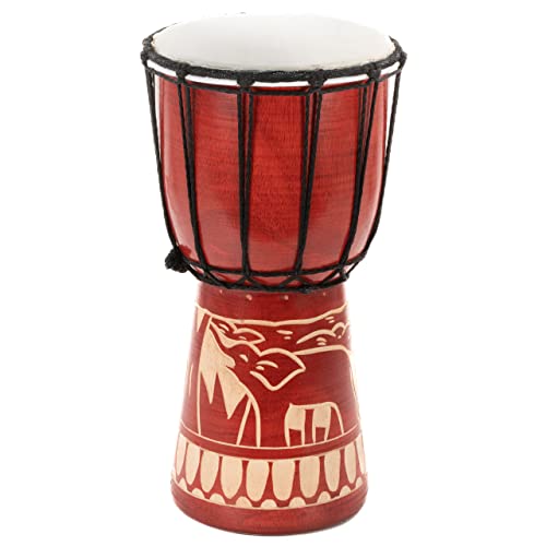 30cm Indonesische Kinderdjembe Djembe „Elefant“ Trommel Bongo geschnitzt Handarbeit von Nexos Trading