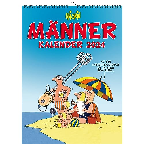 Uli Stein Kalender 2024 - Männer + 5 Postkarten - Wandkalender für 2024 - Jahreskalender 2024 mit 12 Motiven & Spiralbindung - Cartoon Kalender von Next Ferry