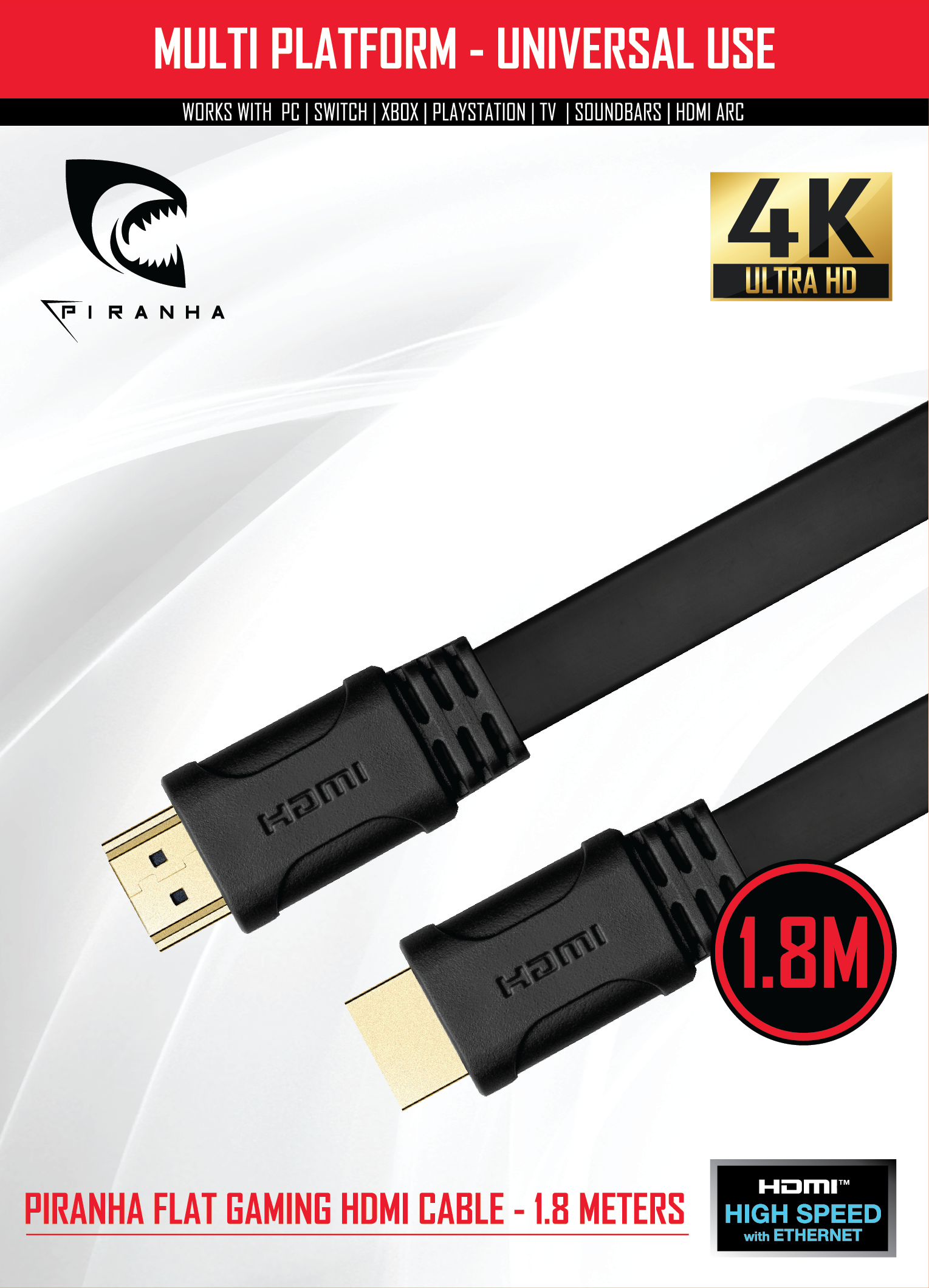 Piranha High Speed HDMI Cable 1.8M von Next Level Racing&Piranha
