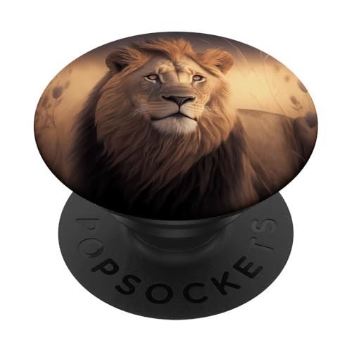 Majestätischer Löwe in der afrikanischen Savanne PopSockets Klebender PopGrip Majestätischer Löwe in der afrikanischen Savanne PopSockets Klebender PopGrip von NextLevel Merch
